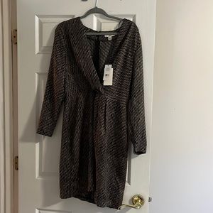 New H Halston Modele Black and Tan long sleeve dress -Large